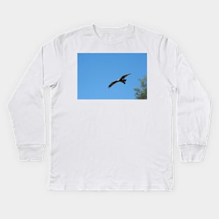 Black Kite In Flight Kids Long Sleeve T-Shirt